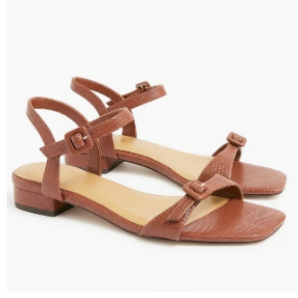 J. Crew Lizard Embossed Flat Sandles Size 8